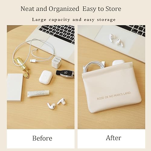 Miniatura 2 de Juego de bolsas de cosméticos de bolsillo, 3 piezas, bolsa de maquillaje pequeña para bolso, impermeable, sin cremallera, cierre automático, bolsa