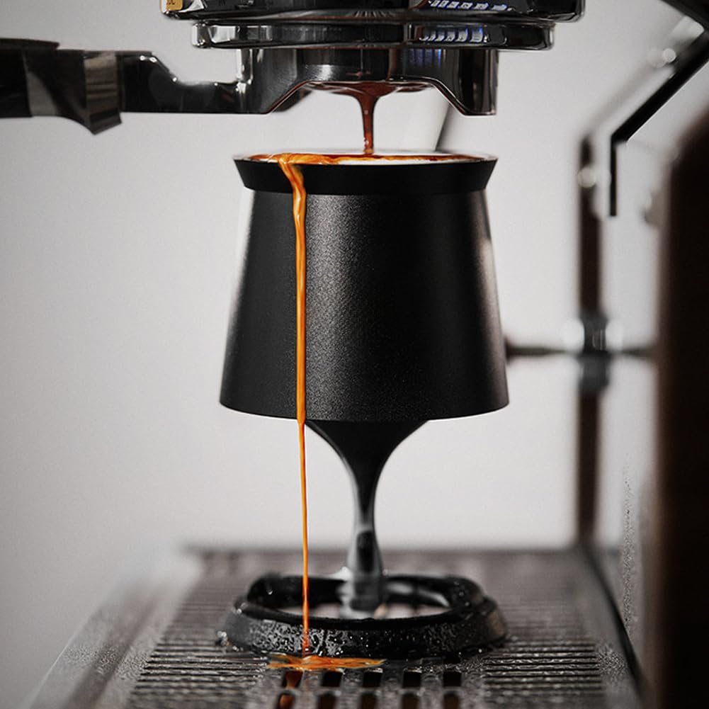 Dosificador de café manual de aluminio compatible con portafiltros espresso de 58 mm para dispensación controlada de café molido (negro)