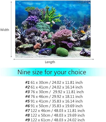 Miniatura 3 de Zerodis Cartel adhesivo de PVC para acuario con fondo de pecera, papel tapiz de paisaje, decoración de coral subacuático (24.0 x 16.1 in)