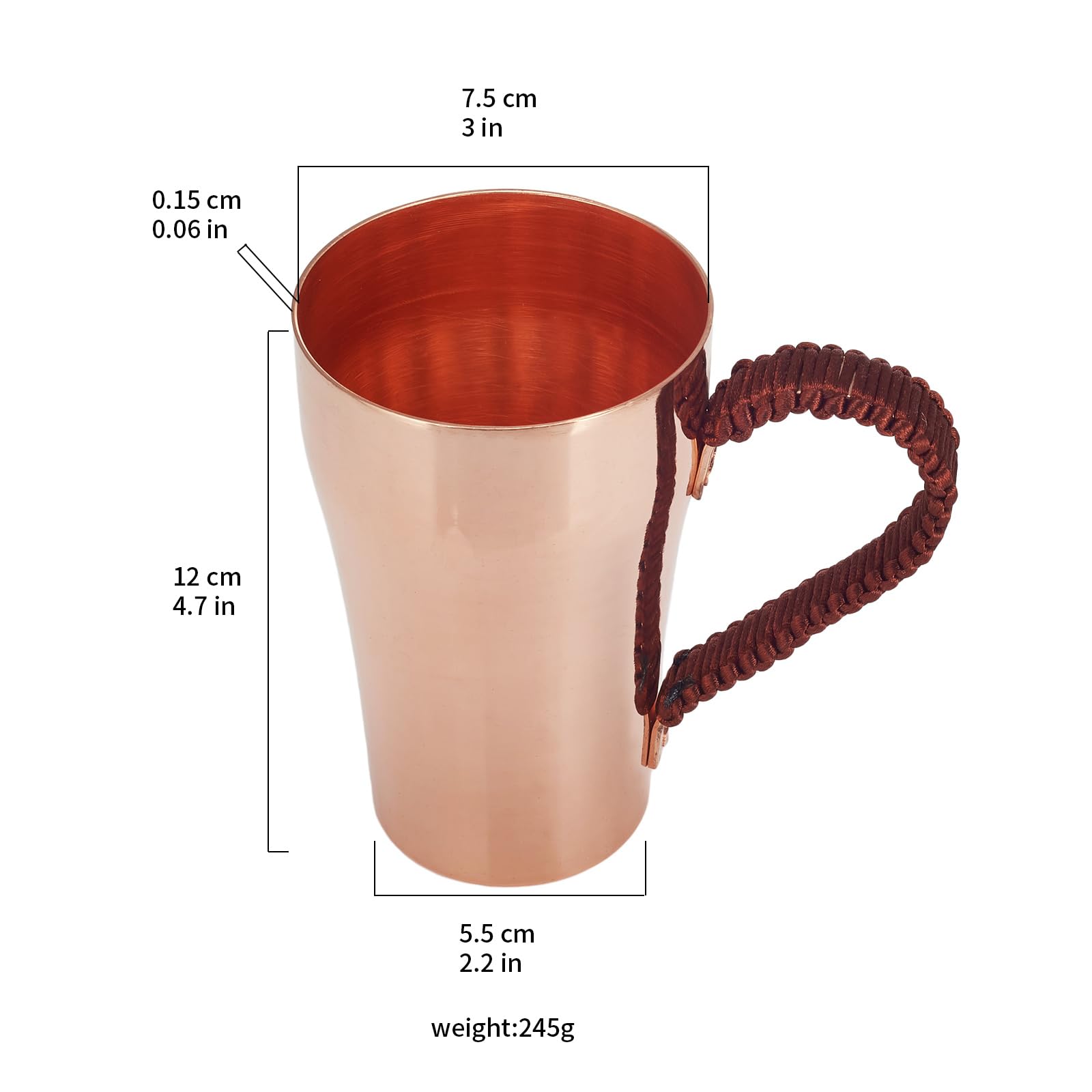 Amazon.co.jp: 銅 カップ メッキなし 400ML 純銅 コップ マグカップ 銅