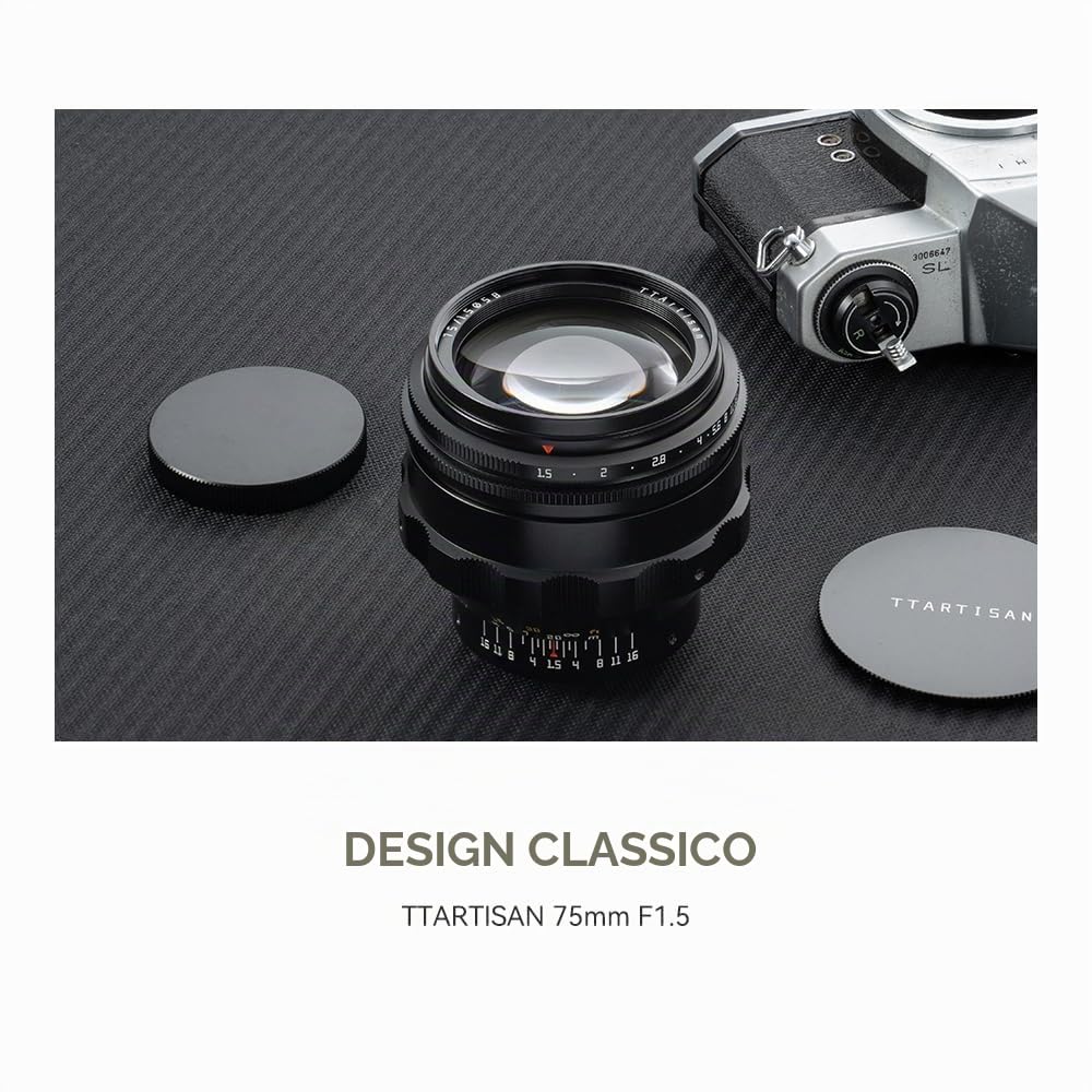 TTARTISAN Obiettivo Swirly Bokeh da 75 mm f1.5, obiettivo manuale full frame ad ampia apertura per obiettivo fotocamera M42 Mount