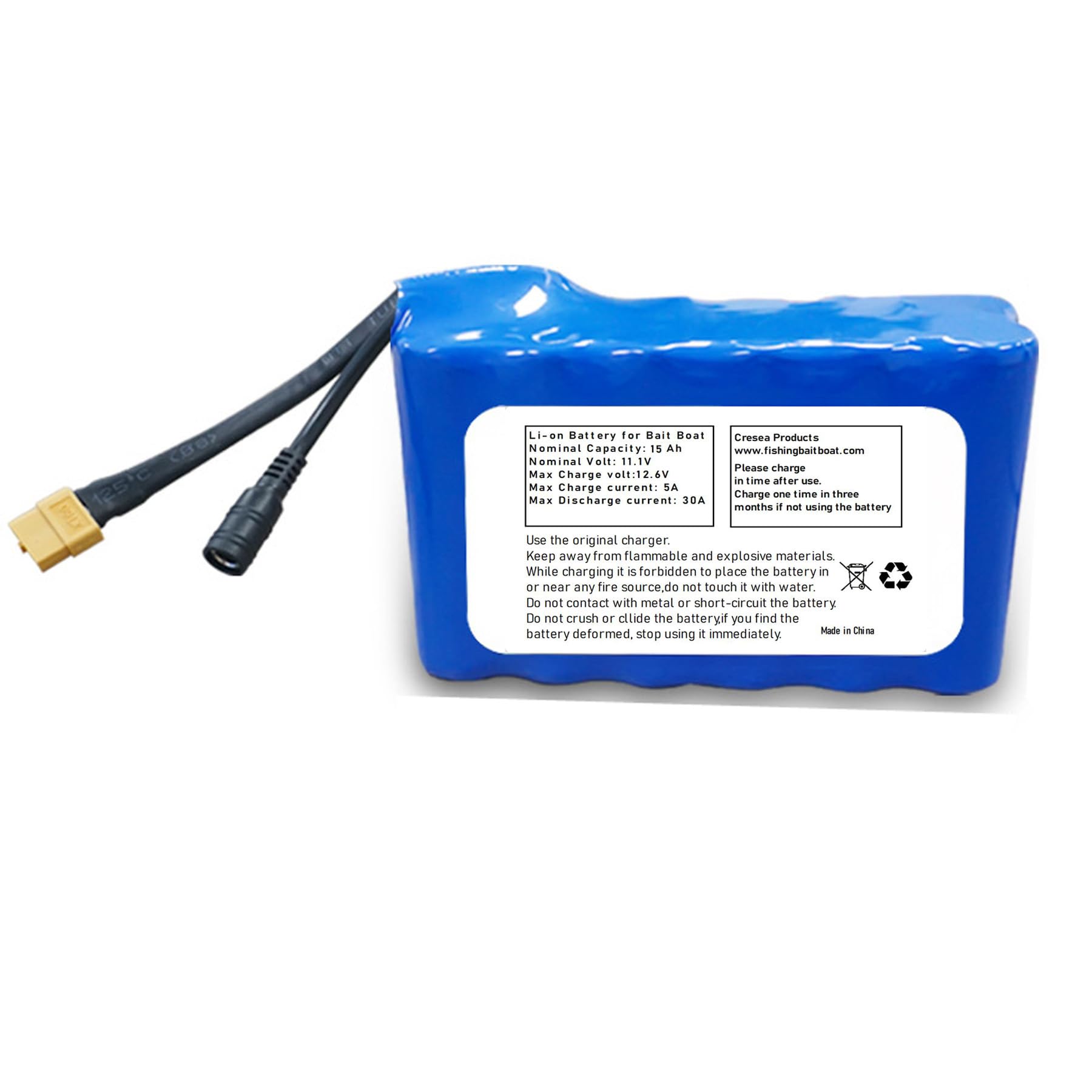 CRESEAPRODUCTS JABOBOAT 12V 10000mA Rechargeable Lithium Battery for D16-12V Fishing Bait Boats