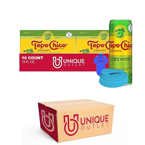 TopoChico Sabores - Paquete de 16 latas delgadas de agua mineral de 12 onzas líquidas + 1 tapa de lata de silicona y 1 abrelatas (paquete de 16,