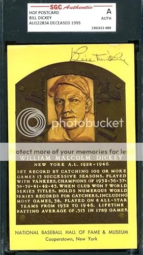 Bill Dickey Sgc Authenticated Signed Hof Plaque Autograph - Baseball Slabbed Autographed Cards