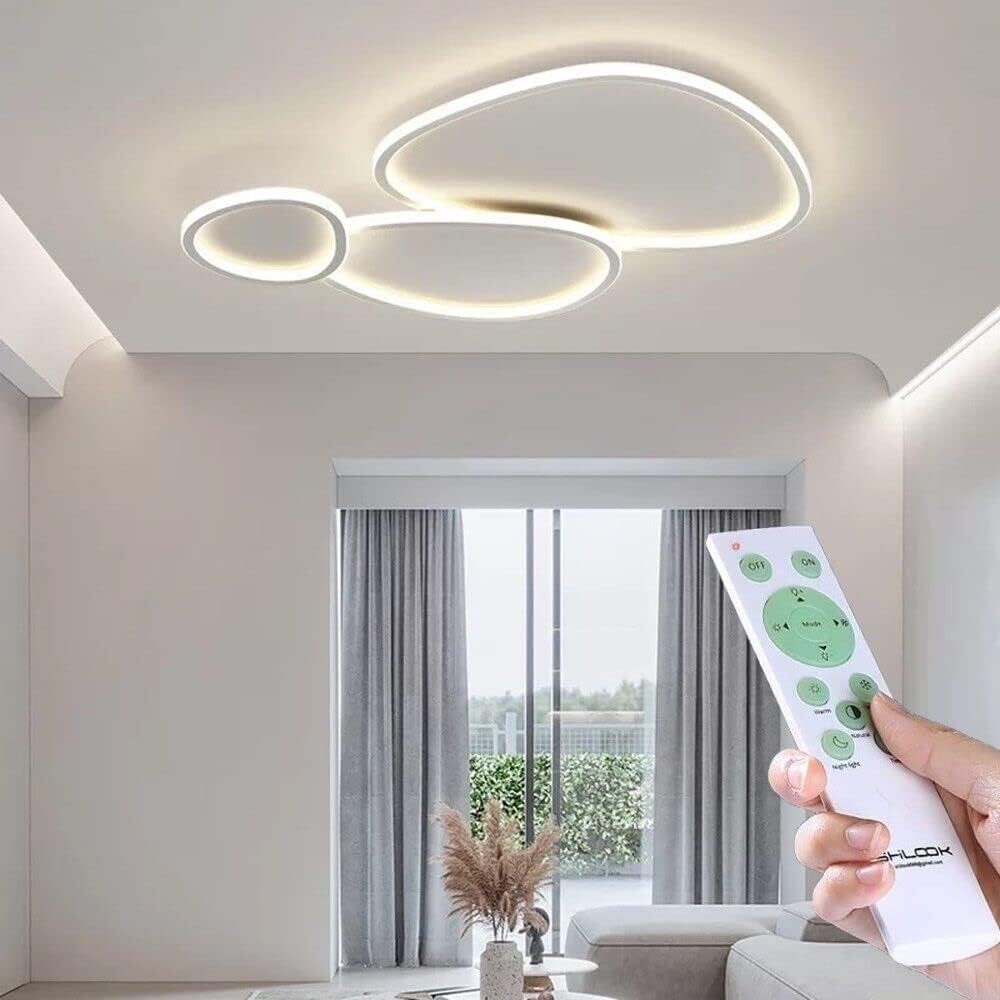 Plafoniera a led moderna a soffitto con telecomando e app per selezionare colore della luce e luminosità lampada adatta per camera da letto salone soggiorno cucina locali 100W PN-23