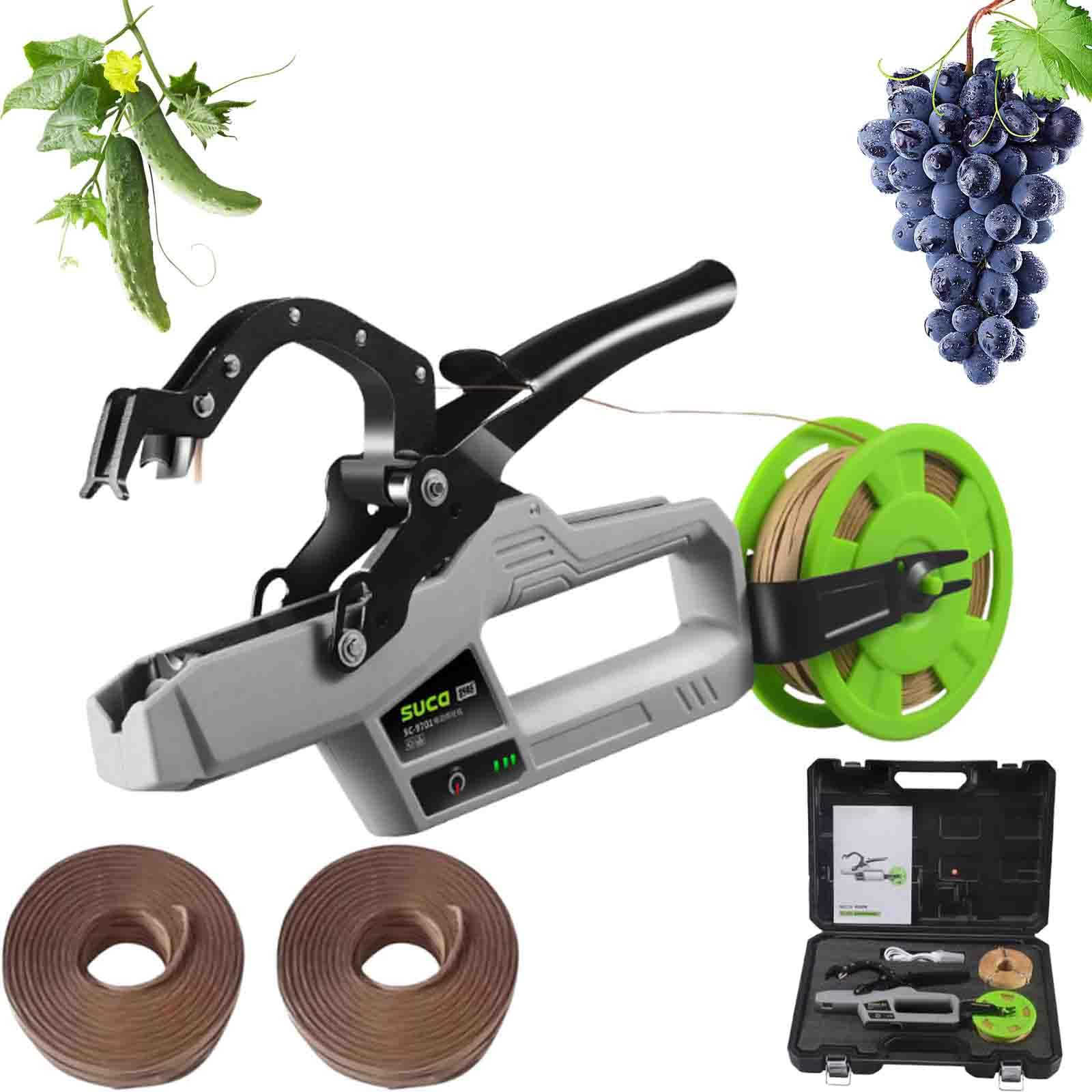 Herramienta inalámbrica para atar plantas con rollo de hilo de encuadernación y herramienta de bobinado automático de 45 mm de diámetro, capacidad de 6000 lazos para uvas, tomates, verduras y vinos