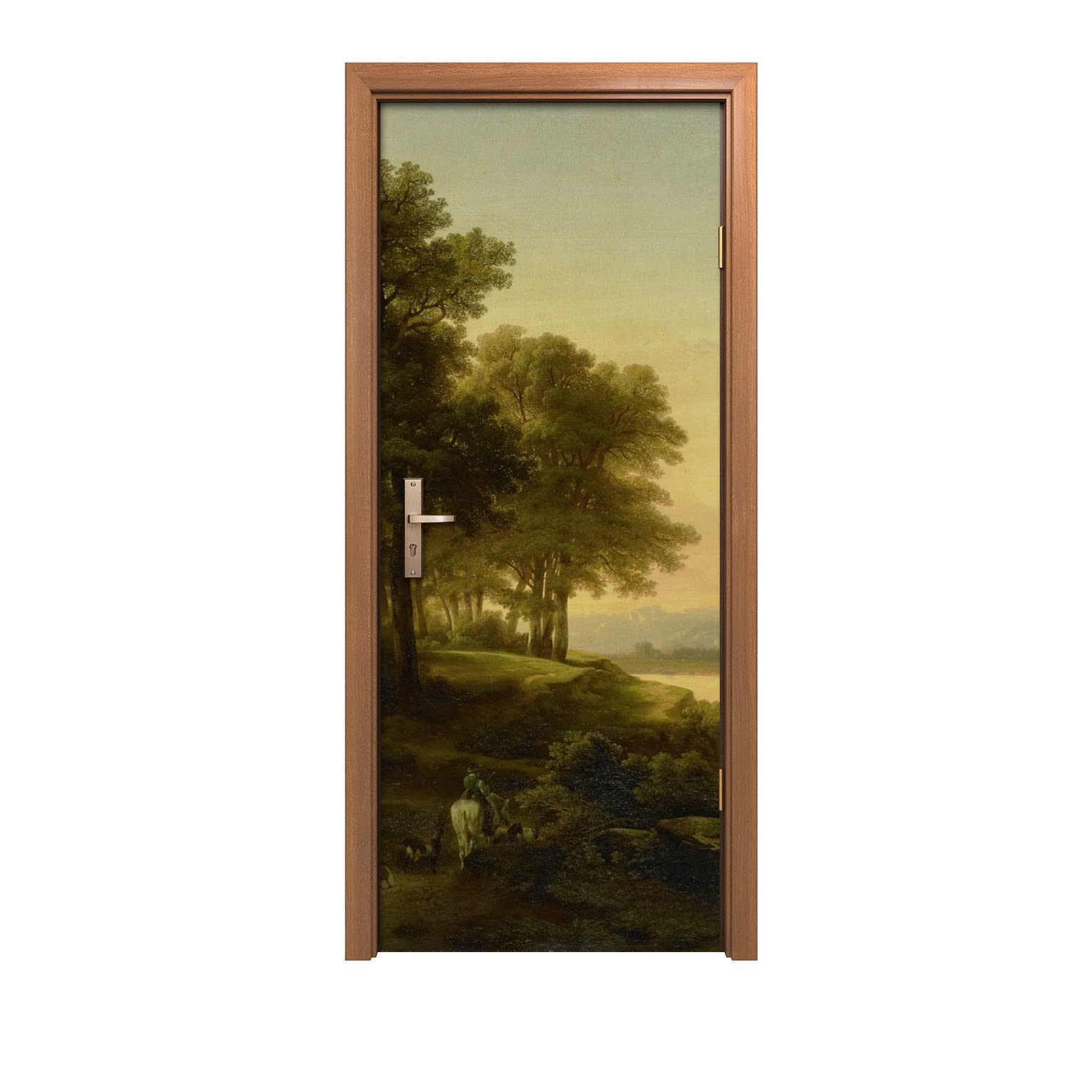 Autocollant de porte idéal pour rénover une entrée usée et masquer les imperfections du bois