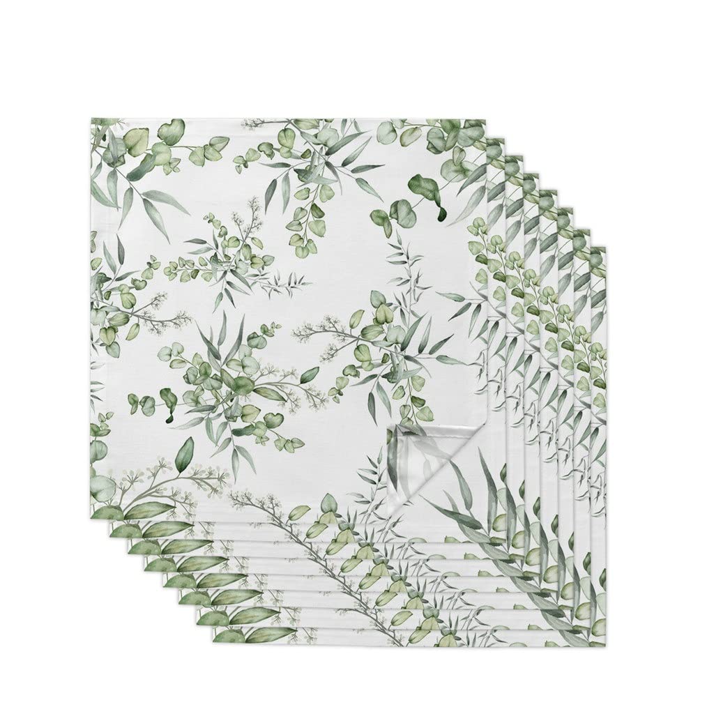 MOBYGKFY Plant Leaves Watercolor Cloth Napkins Set Festive Banquet Wedding Decor Tea Towel Kitchen Dinner Table