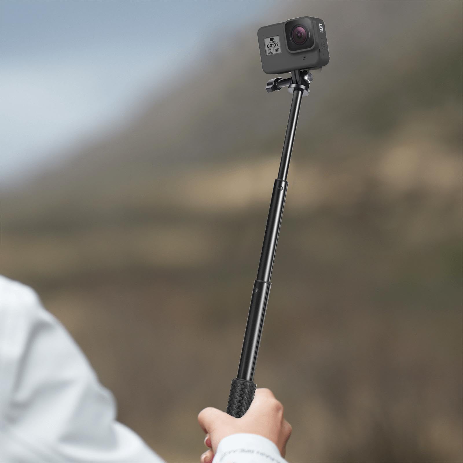 Aluminiowy wodoodporny kij do selfie, wysuwany monopod teleskopowy do kamery sportowej Hero 7/6/5/4/3/2/1, czerwony, 19 cm