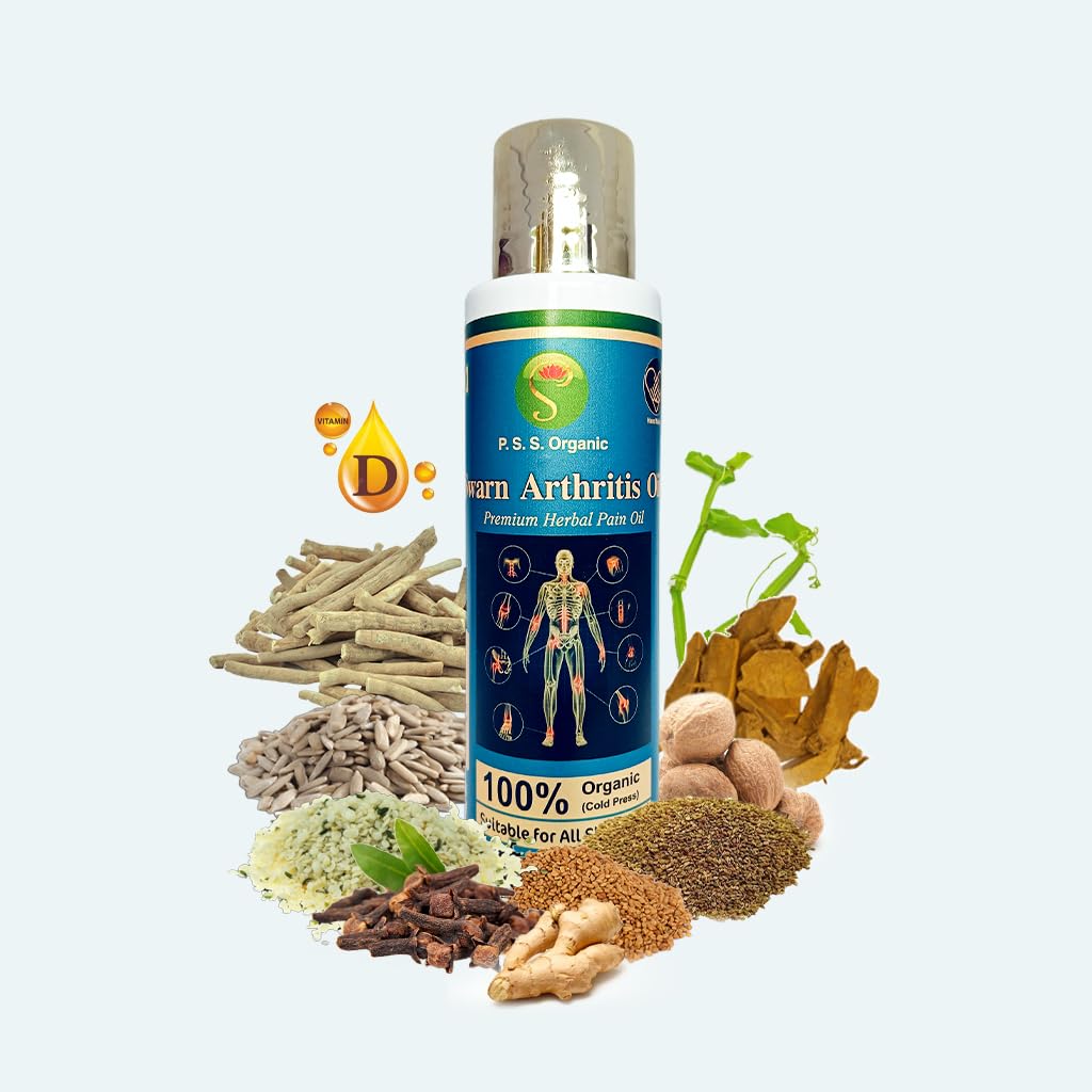 Swarn Arthritis Oil || Herbal Pain Oil for Joint Pain, Muscle Pain, Shoulder Pain, Back Pain, Knee Pain, Neck Pain with Vitamin D, Ashwangandha, Mulethi, Kasturi Haldi, Ajwain, Hadjod, Sesame, Harsingar, Til, Hemp Seeds || Make in Small Batches under Sunlight with Vit- D to Support Bone Health ||100 ML Pack Of 1-image-22