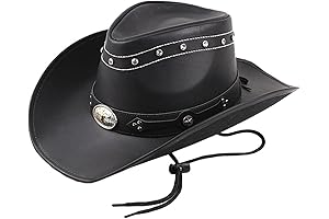 Wide Brim Leather Cowboy Hat for Men and Women