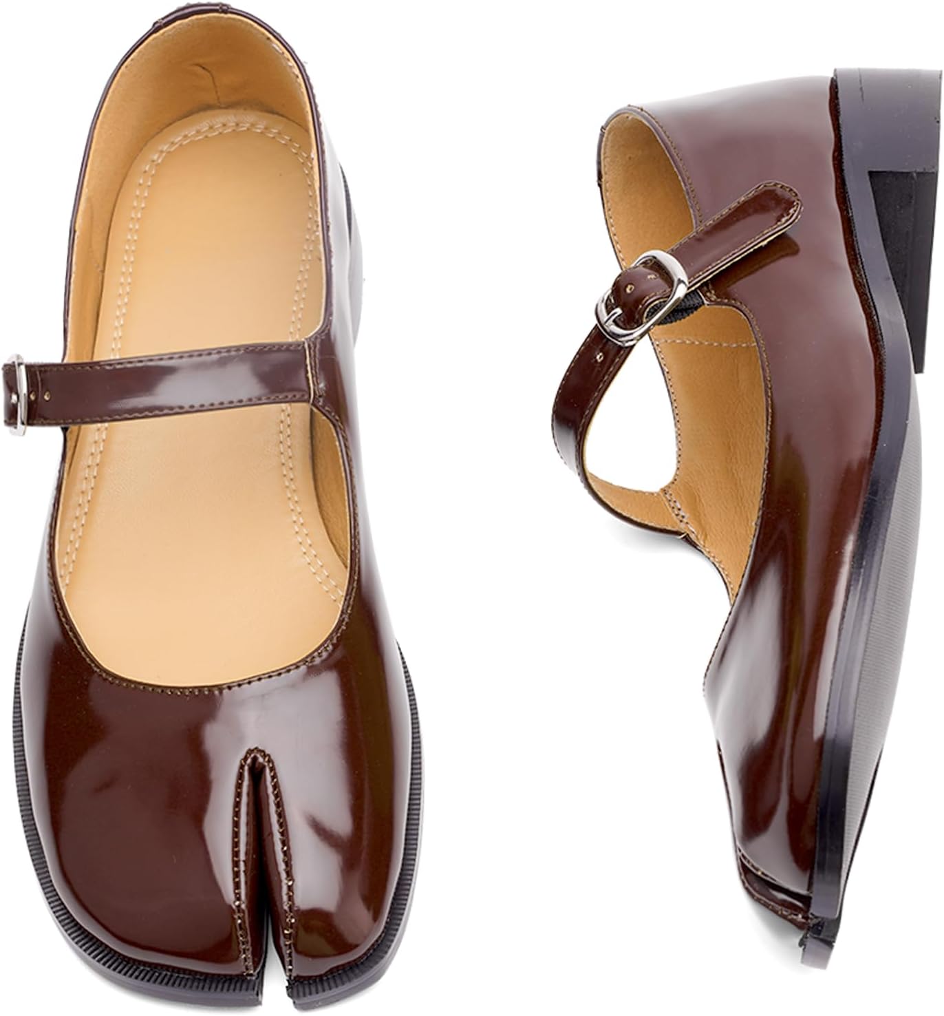 Tabi Mary Jane Shoes Women Split Toe Ankle Buckle Strap Womens Flats Comfort Casual Dressy Party School Work Dress Pumps Shoes - Image 4