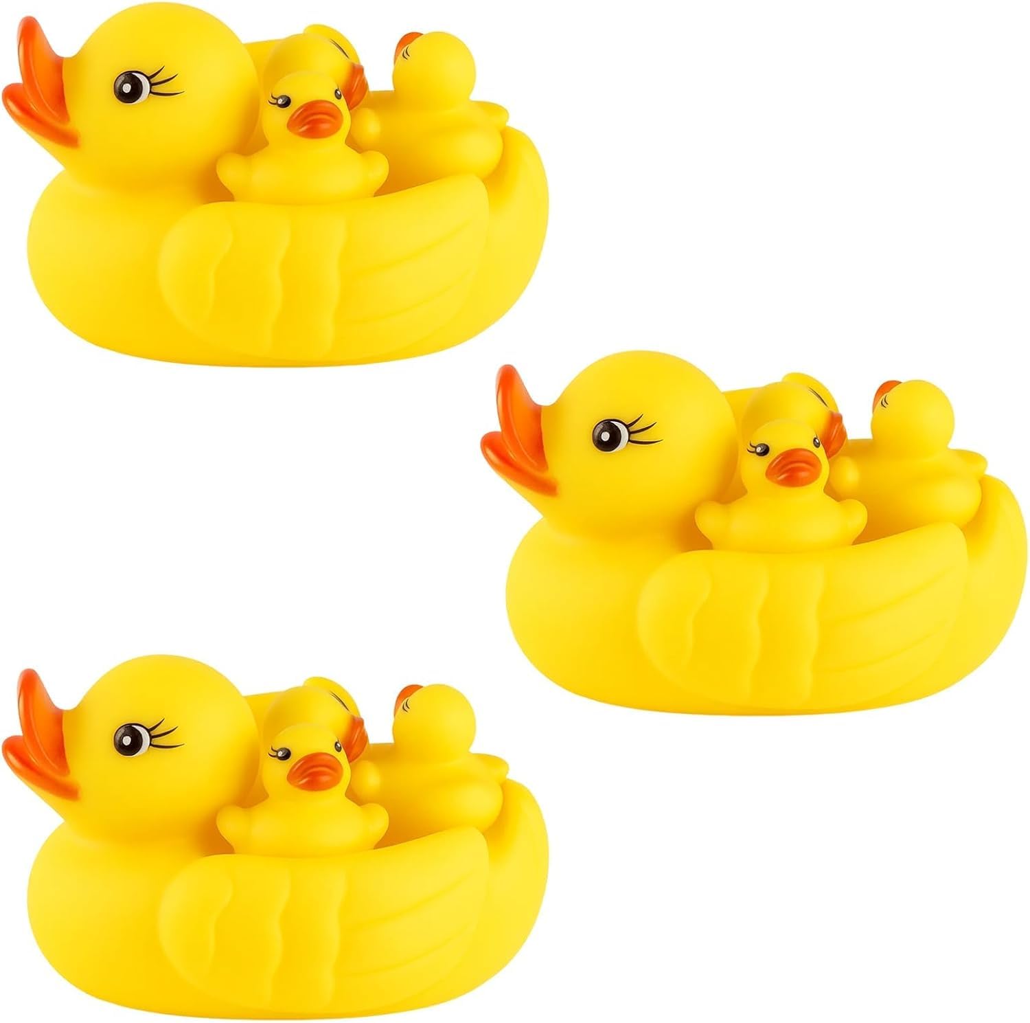 12Pcs Rubber Ducks Bath Toys, Bath Ducks, Rubber Ducks Multipack, Floating Duck Toy Set with 3 Large and 9 Small Ducks, Sensory Play Toys for 12+ Years Old