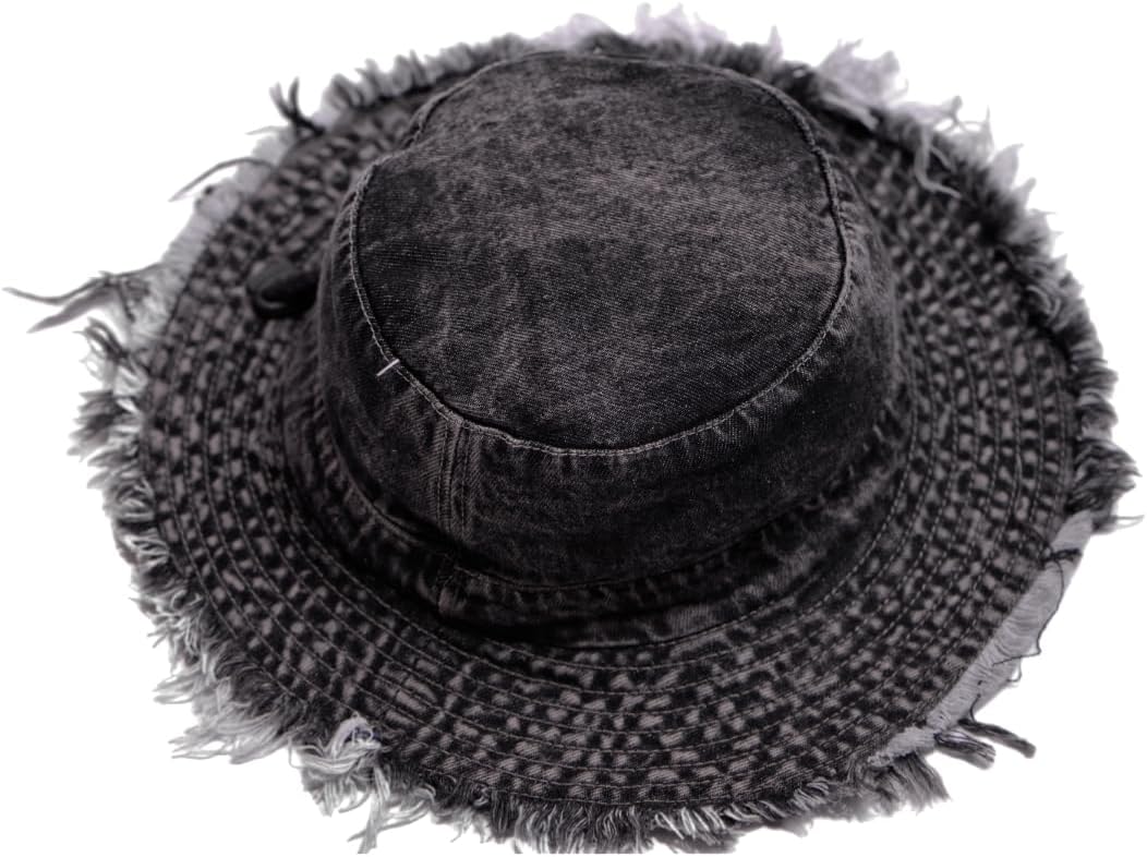 Cotton Denim Distressed Bucket Hat, Sun Hat, Hat for Men and Women - Image 3