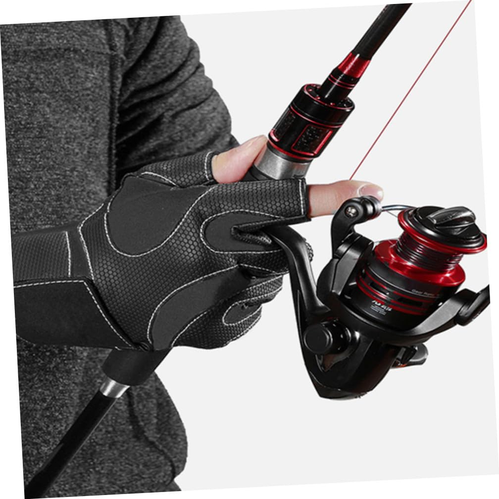 YARNOW 2pares Guantes De Pesca Antideslizantes De para Actividades Ajustables y Equipamiento De Ciclismo y Pesca Negro