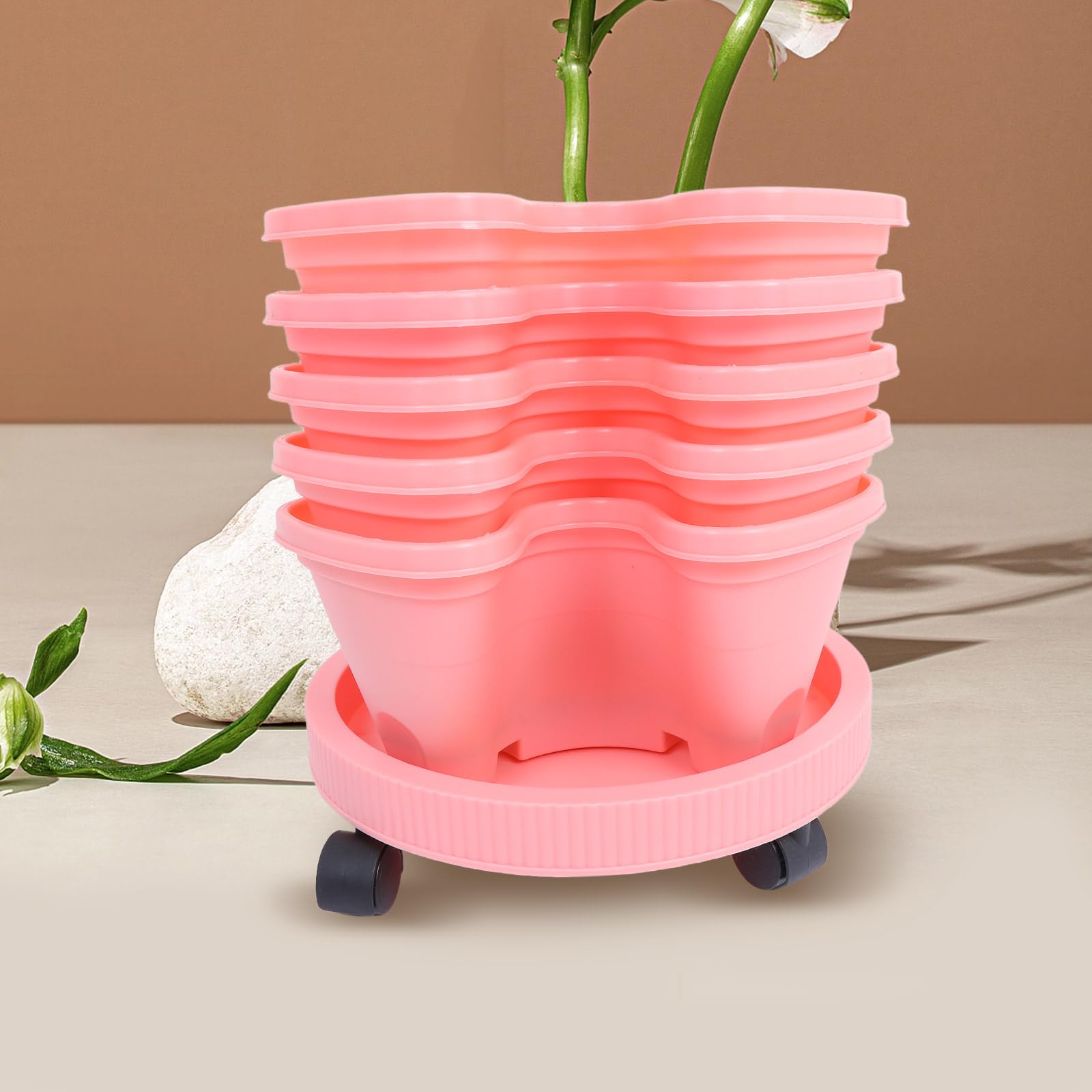 GLEAVI Stapelbarer Pflanzturm, Mehrschichtig, Vertikal, Abs, Rosa
