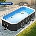 Jessie Foldable Pool for Kids and Adults Non InflatableFrame Outdoor Swimming Pool Blue Kiddie Pools Thickened Support Dog Above Ground Garden Backyard (118.11 in)