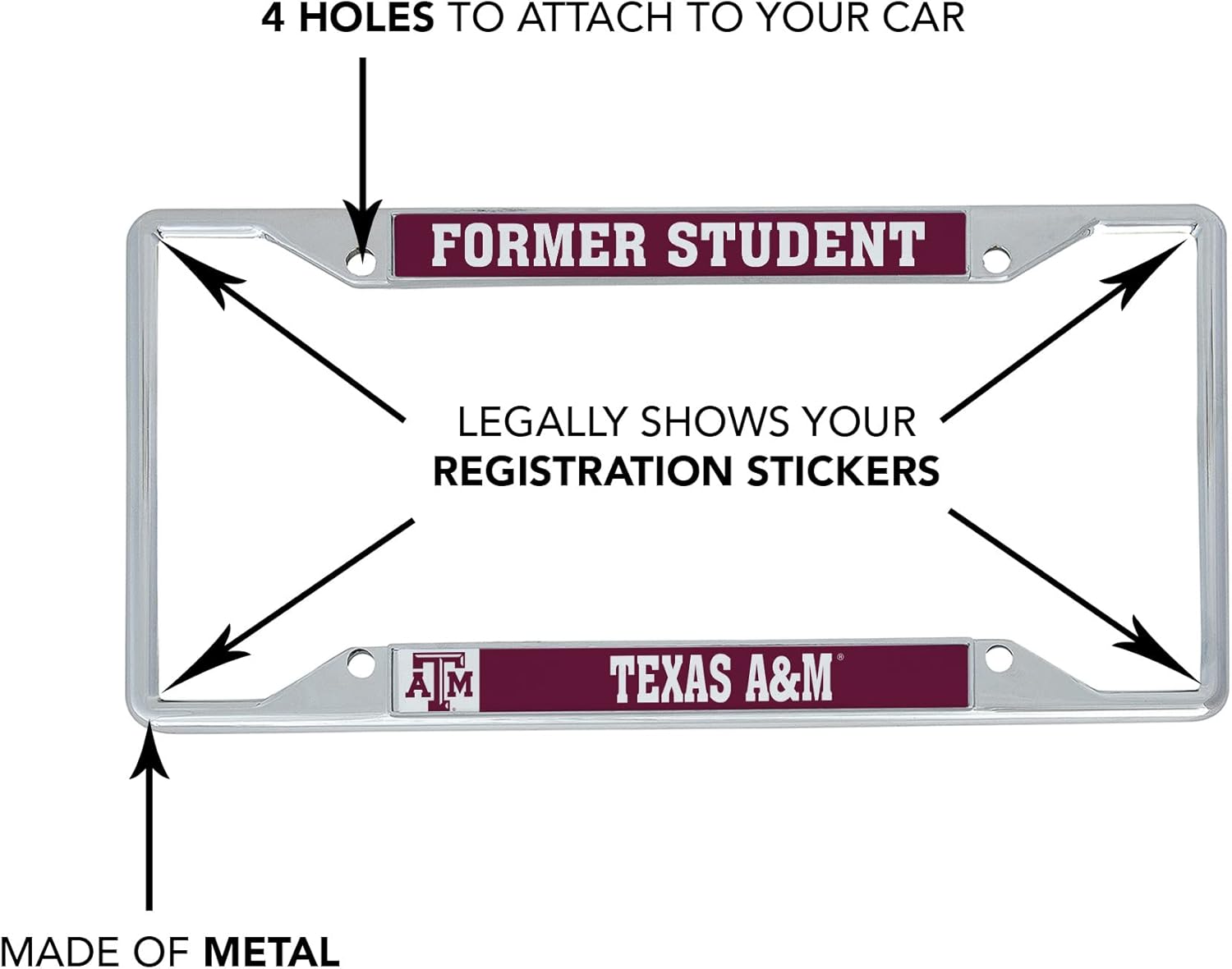 Desert Cactus Texas A&M University License Plate Frame Aggies TAMU Metal Car Tag Holder for Front or Back of Car Officially Licensed (Former Student) - Image 5