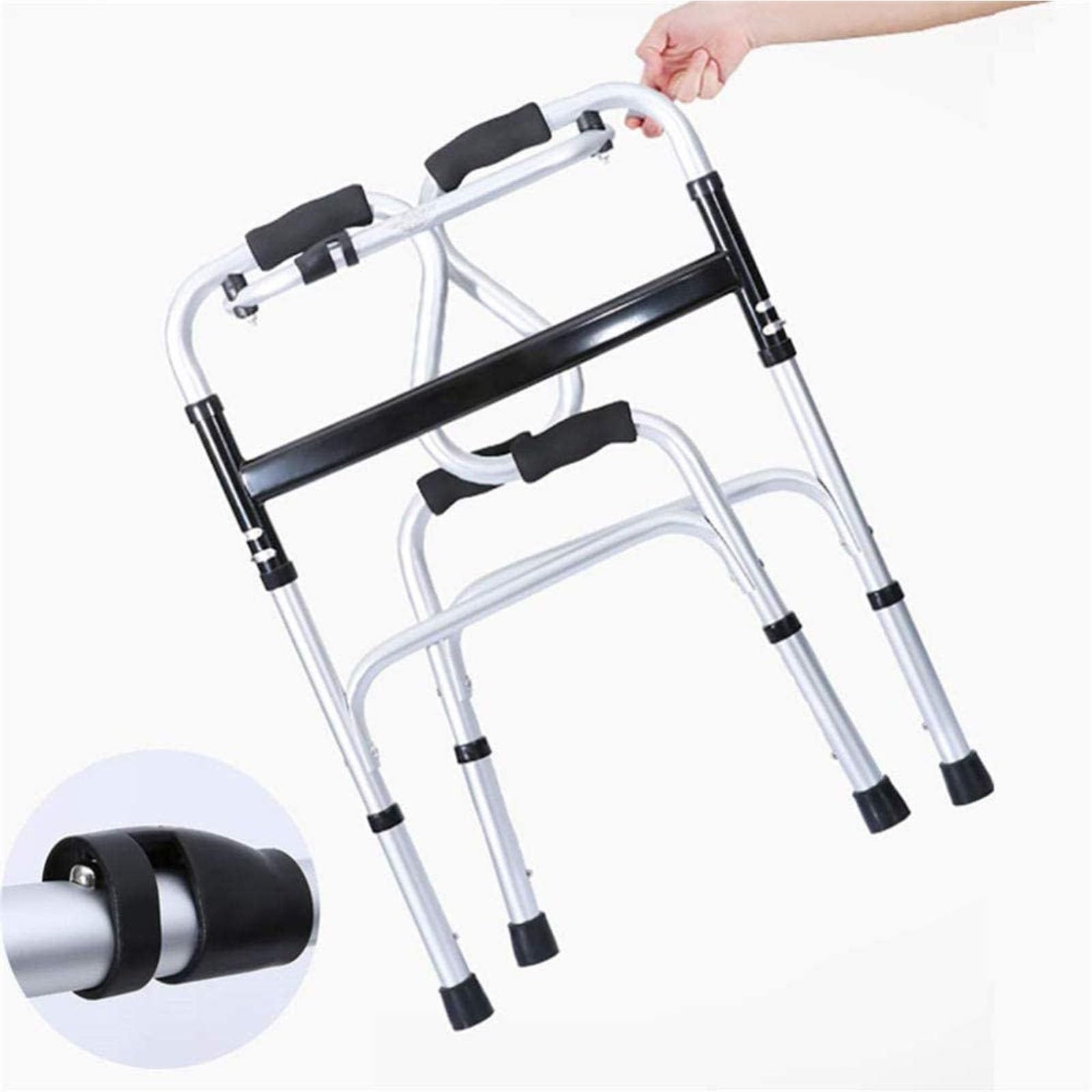 Andador Anciano, Andador Dos Ruedas, Andador Adulto, Ligero/De Aluminio/Plegado/con Asiento De Plástico, Altura Ajustable, Apoyabrazos para Inodoro