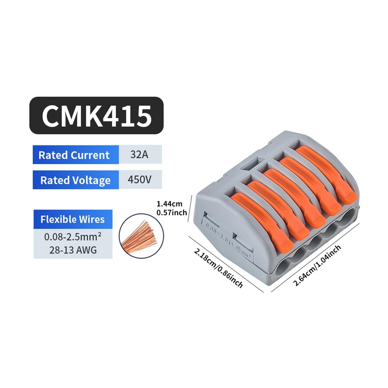 50 pz connettori rapidi a leva 3 4 5 porte morsetto cavo elettrico morsettiera domestica 0,08-4mm²/ 28-11AWG
