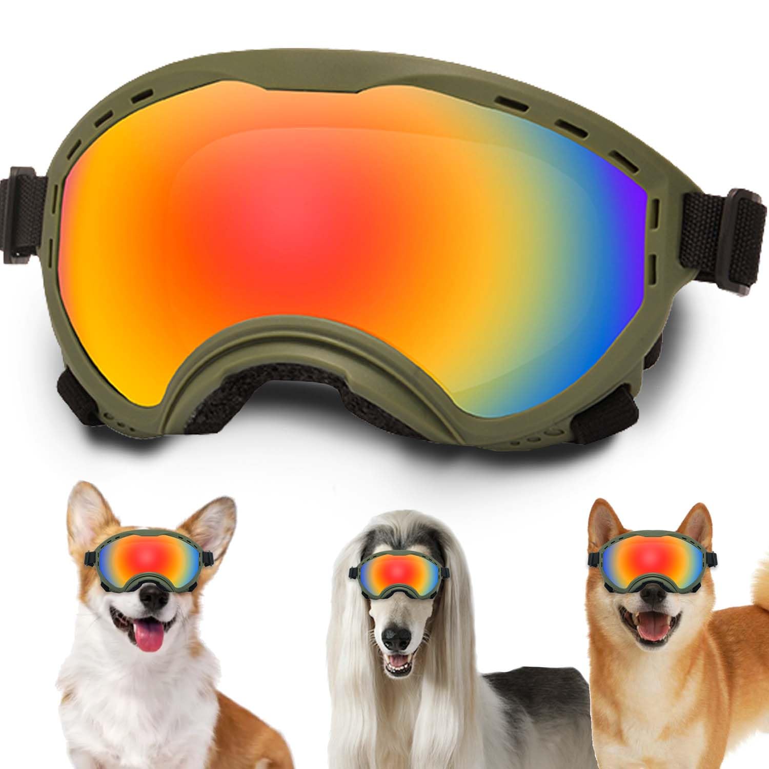 Dog Sunglasses with Adjustable Strap, UV Protection, Winproof Puppy Sunglasses, Suitable for Dogs Eyes Protection,Soft Dogs Goggles