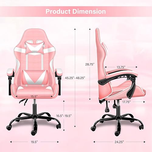 Miniatura 30 de YSSOA Silla de juegos, silla de jugador grande y alta, silla giratoria ajustable estilo carreras, sillas ergonómicas de videojuegos con Rojo