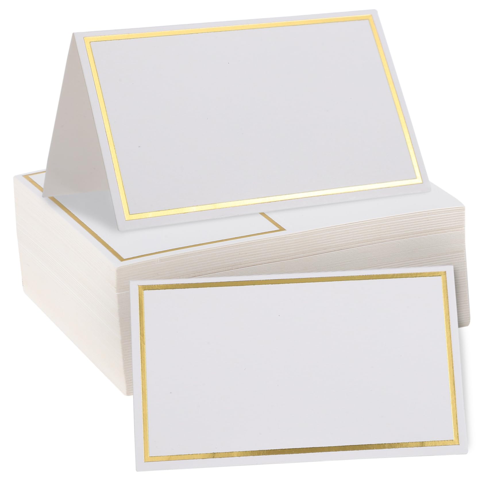 HOMSFOU 100Pcs Decorative Blank Place Cards for Weddings Parties Events Folded Table Cards with Chic Design Smooth Writing Surface for Table Settings and Decorations