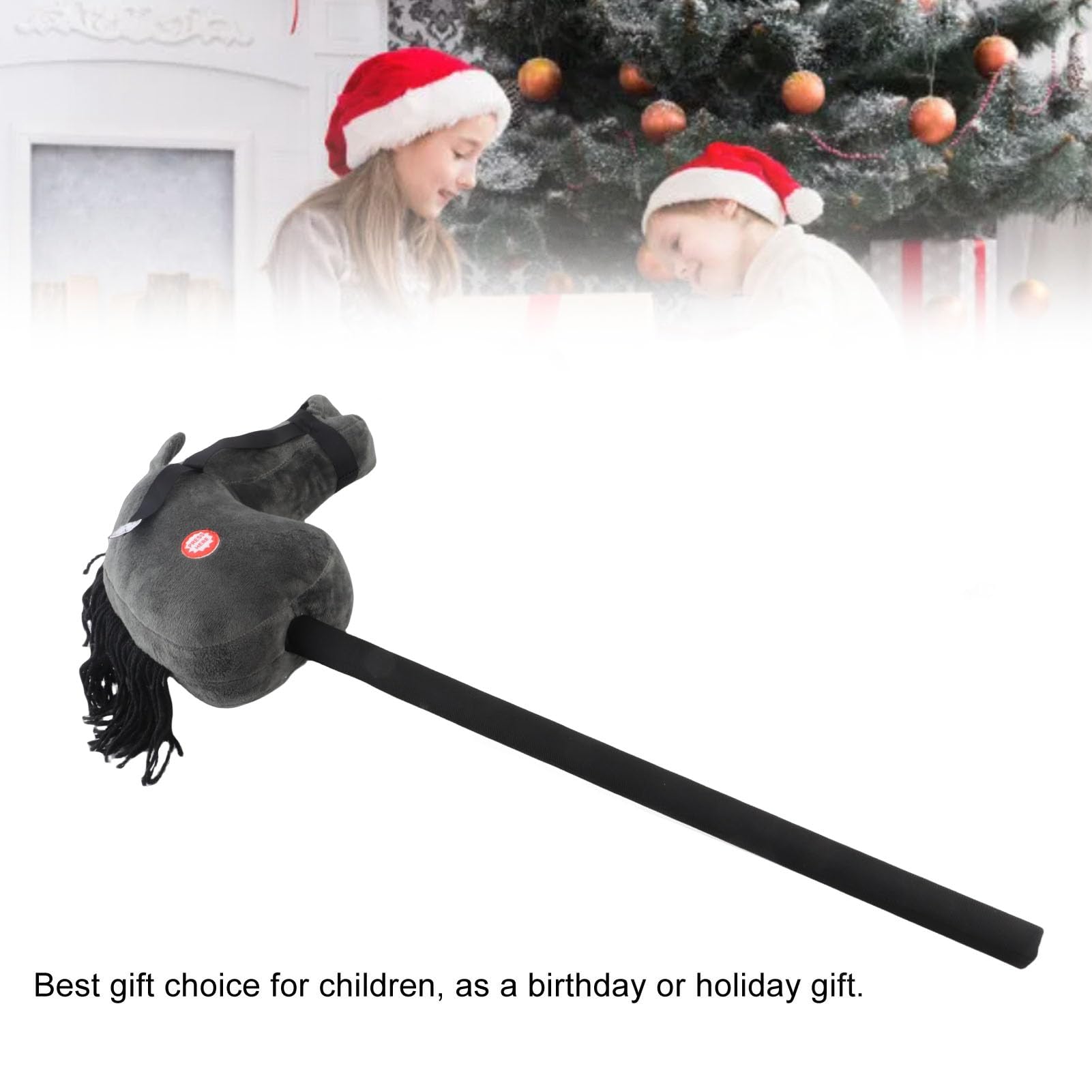 Juguete de Palo de Caballo de 70 Cm con Sonido Juguete de Cabeza de Caballo de Felpa Suave para Niños, Sonidos de Galope y Relincho, de Peluche de Piel Sintética Marrón para Niños Pequeños,