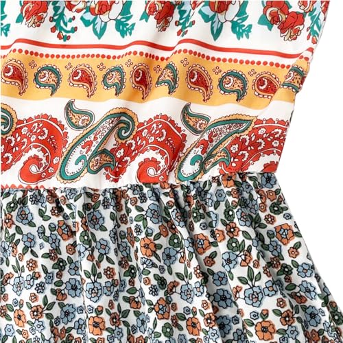 Tank Dresses for Women 2025 Summer Boho Floral Crew Neck Sleeveless Long Sundress Loose Casual Beach Dress with Pocket2