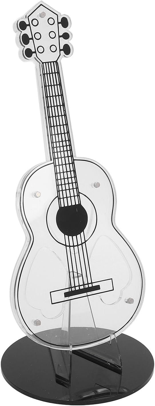 Yinhing Acrylic Guitar Pick Holder, Classic Guitar Headstock Design, 3 Pick Slots, Magnetic Attachment, Desk Decor for Guitar Enthusiasts