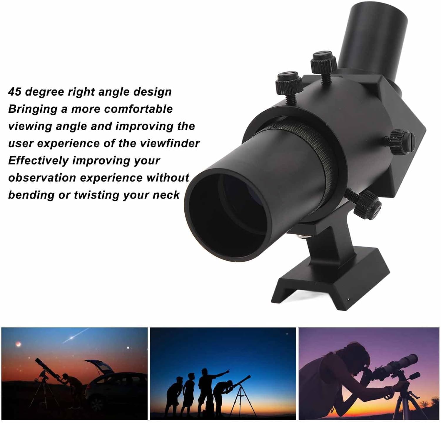6X30 Finder Scope, HD Coating Metal Finderscope with Fixed Bracket, Viewing Angle, 6X Magnification, Clear Image, Large Aperture, for Astronomical Telescope