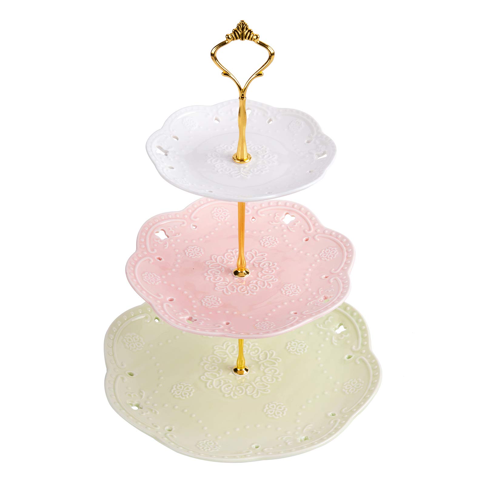 Buy VIVILINEN 3 Tier Ceramic Cake Stand Round Dessert Cupcake Tower