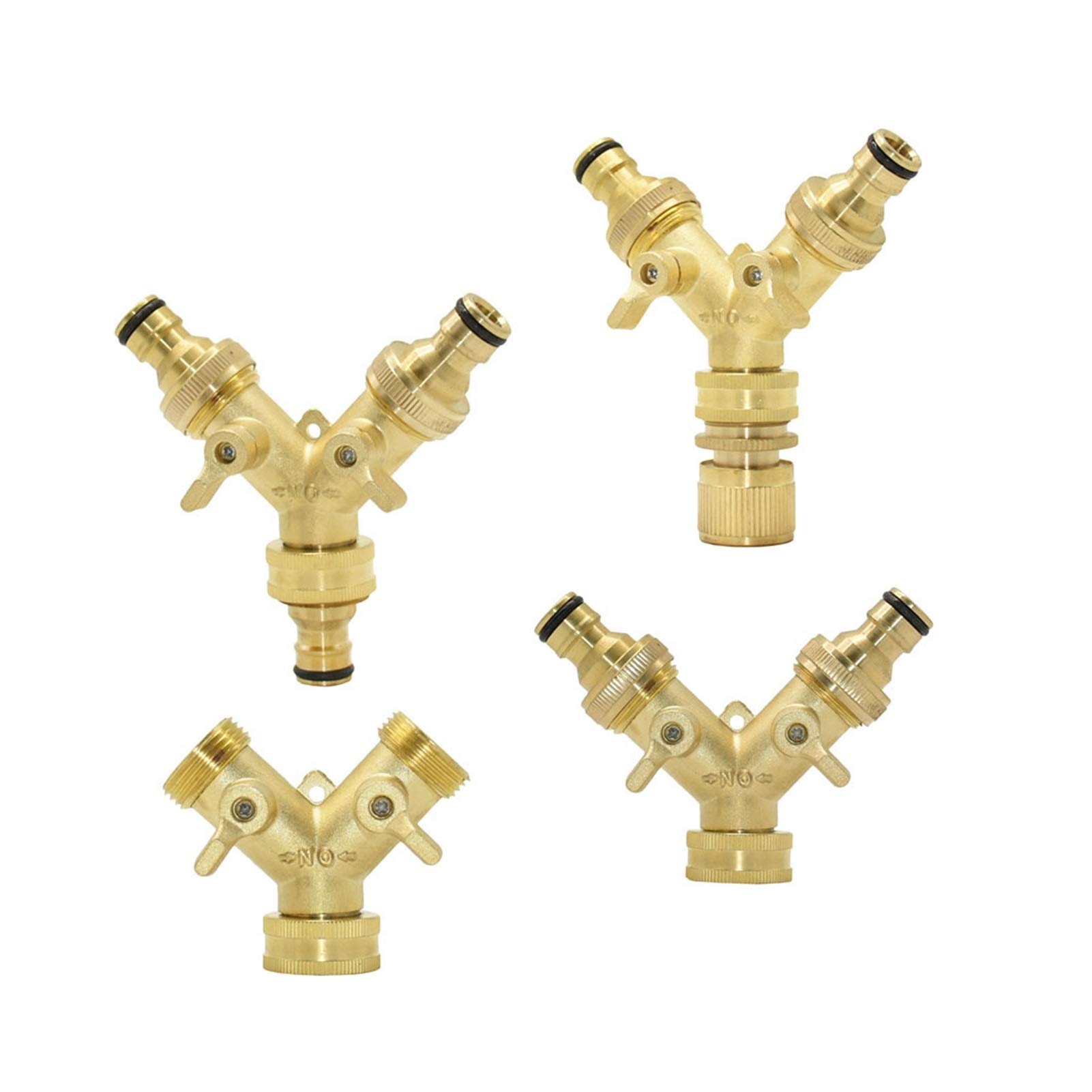Accesorios para tuberías de riego, Manguera de jardín riego por Goteo latón Y colector 3/4 Pulgadas roscado 5/8 Cobre Conector rápido 2 vías