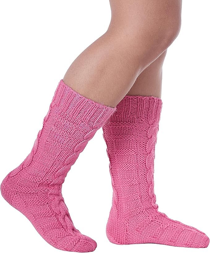 Lucky 100% Baby Alpaca Socks for Men & Women, Unisex Handmade Cozy Winter Warm Gear, Breathable Soft Comfy Foot Clothing (Pink-Small)