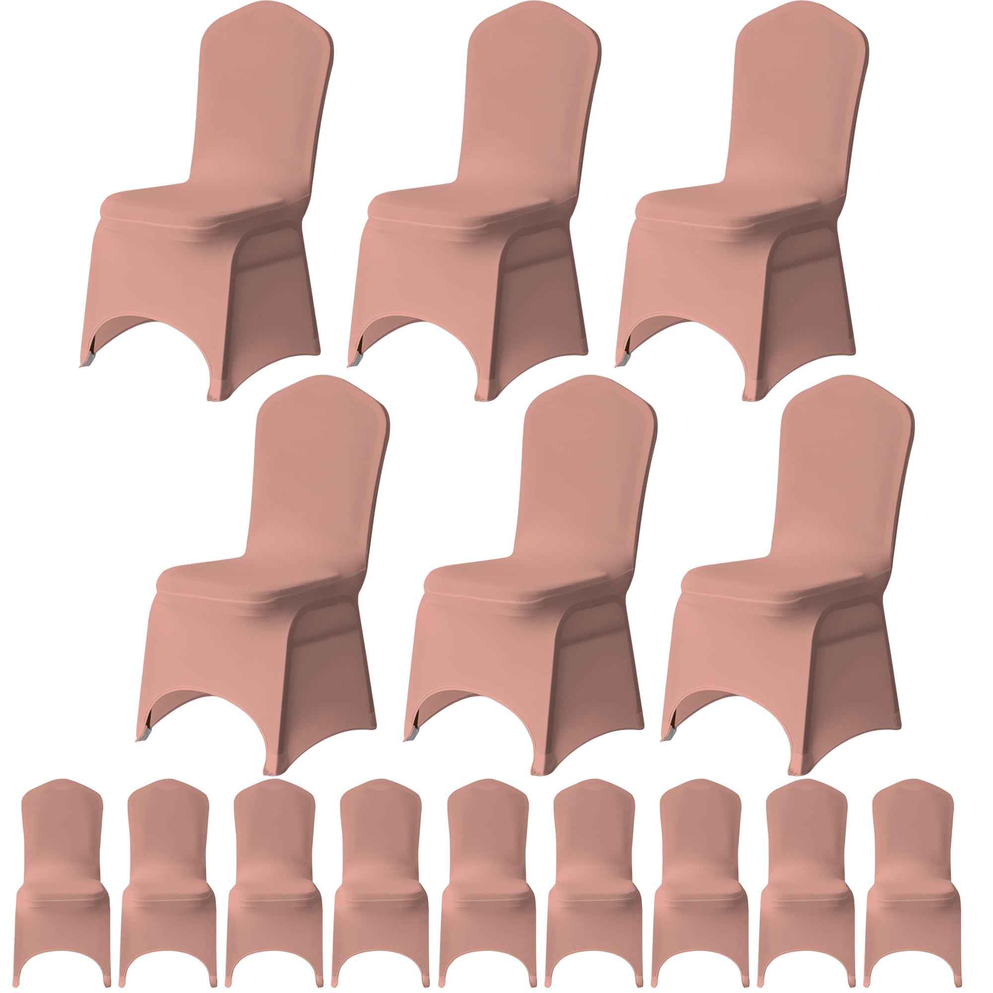 WedDecor Spandex Chair Cover Stretchy Fabric Removable Elasticated Dining Chair Protector Slipcovers For Wedding Birthday Banquet Hotel Party Supplies Decoration, Rose Gold, 25Pcs