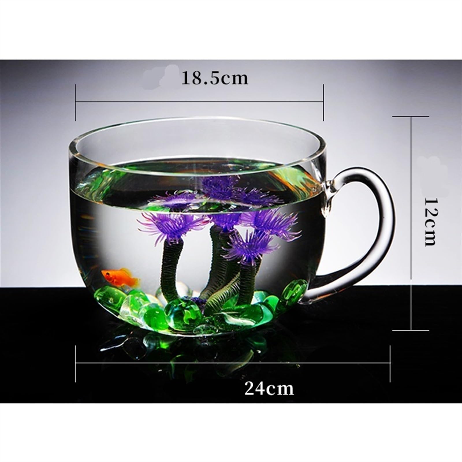 Acuario Tanque de Peces, Acuario de Escritorio, Forma de Cuenco Creativo, pecera Dorada, Sala de Estar, pequeños Tanques de Peces de Vidrio Salón