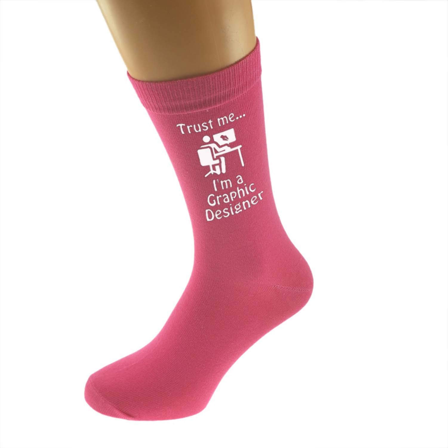 Trust me I'm a Graphic Designer Image Design Unisex Socks (Hot Pink, Medium UK 3.5-7.5)