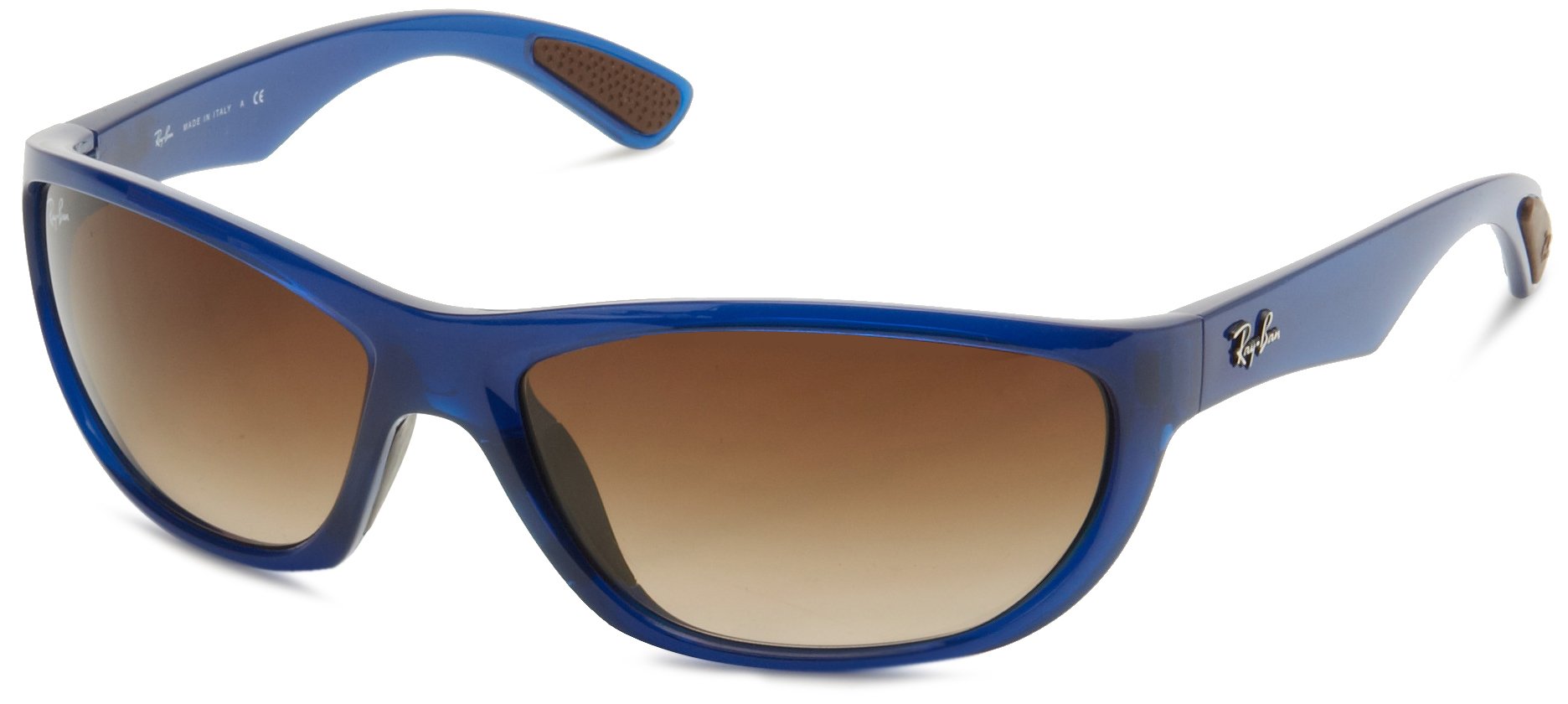 Ray-Ban RB4188 Wrap Sunglasses, Shiny Blue, 63 mm