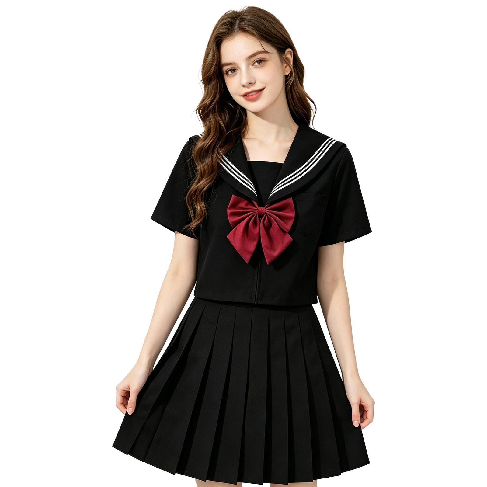 Uniforme alla Marinaretta per Ragazza Tradizionale Con Gonna A Pieghe | Uniforme Scolastica Cosplay da Marinaio per Giovani Studenti Appassionati Feste Compleanno Ritrovi