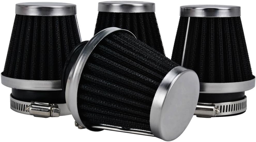 MUYI 4 Pcs 1.54inches Motorcycle Air Filters Round Tapered Clamp-on Pod Intake Filter Cleaner for Yamaha Honda Suzuki Kawasaki Dirt Bike ATV Moped Pit Bike Scooter Vintage(39mm)