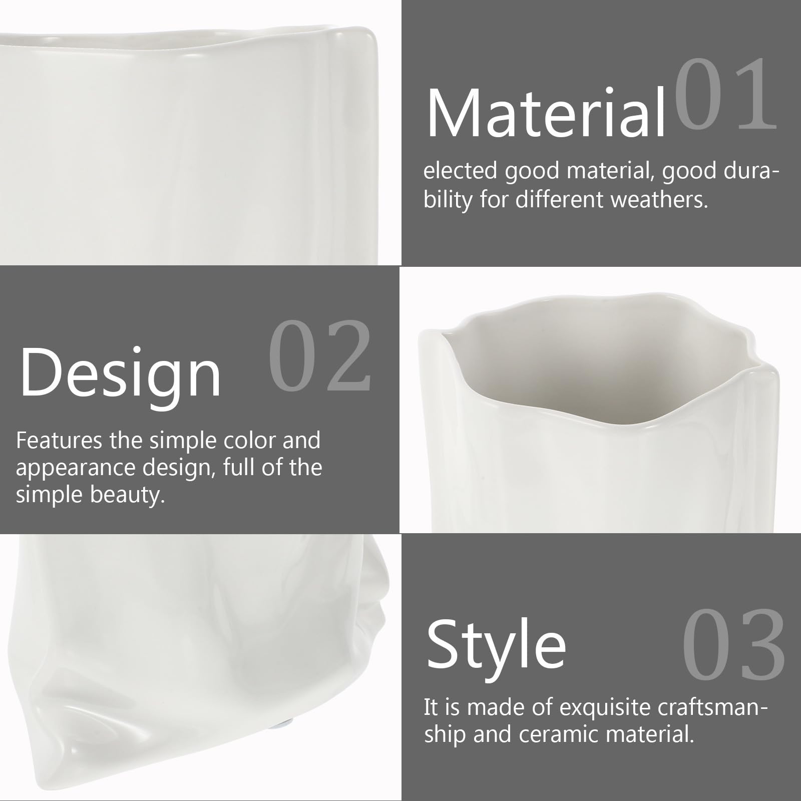 Vase Décoratif en Céramique Blanc de Paquet pour Fleurs