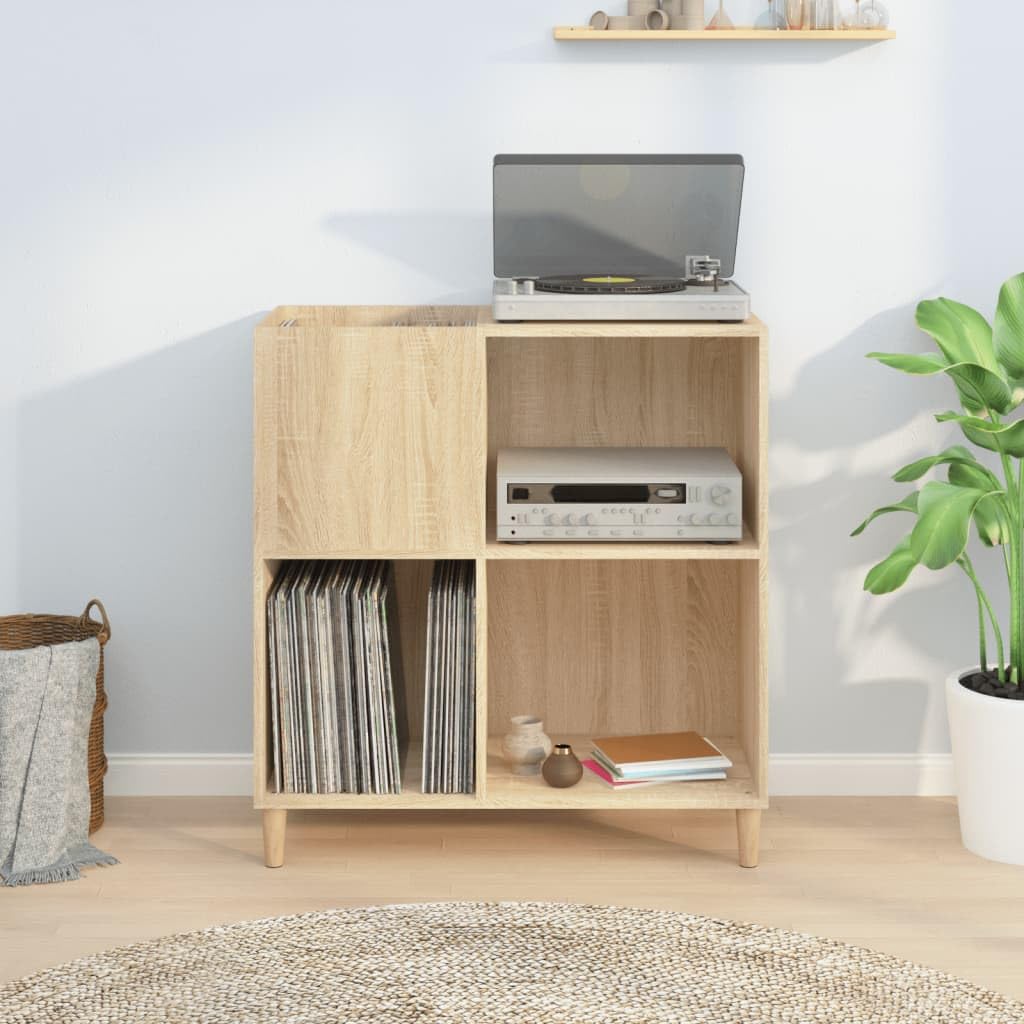 Mobile porta dischi in rovere Sonoma – Scaffale CD/Vinile, Libreria in legno, 84,5 x 38 x 89 cm, armadio multifunzione