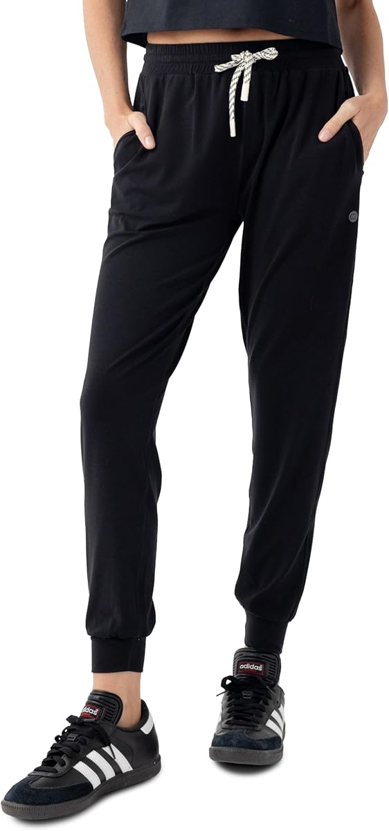 Cozy Earth Women's Studio Jogger Pants – Mid-Rise Lightweight Athletic Joggers with Pockets – Soft Modal Stretch Activewear for Women - Jet Black Medium