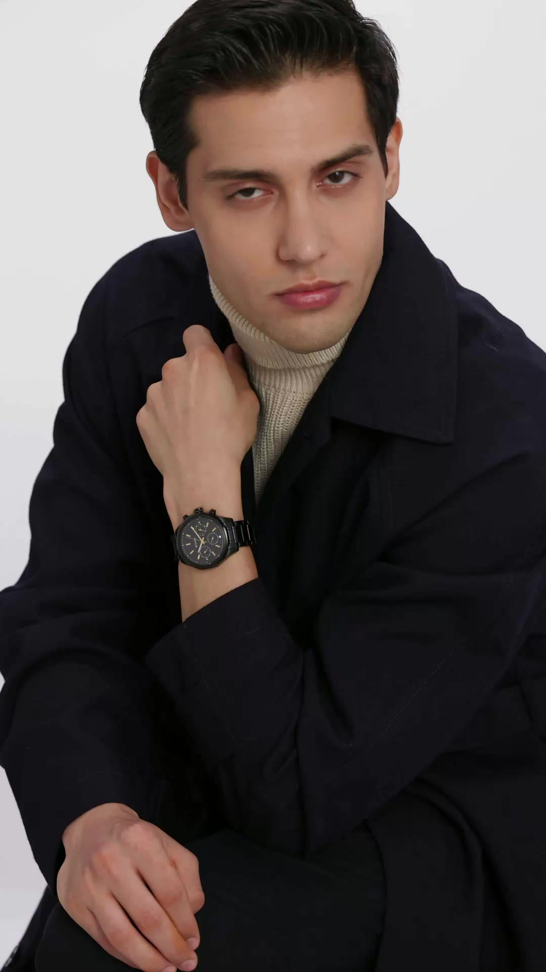 Titan Regalia Quartz Multifunction Black Dial Stainless Steel