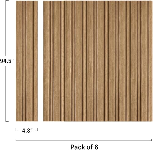 Miniatura 2 de Concord - Paneles de pared 3D, panel de pared de madera sintética, roble natural, panel de listones impermeables, 94.5 x 4.8 pulgadas cada uno, 18.9