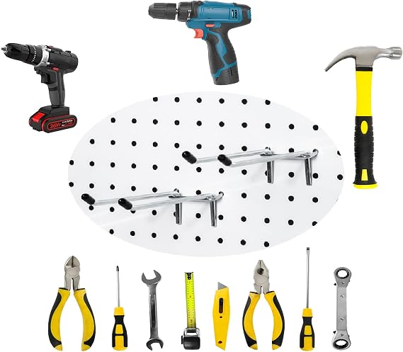 10 Pcs Pegboard Hooks, 6 Inch Peg Board Hooks, Pegboard Pegs Accessories with Rubber Tipped, Double Peg Hook Fit 1/4 Hole, Heavy Duty Tool Utility Hook for Hanging Tools, Bags and More