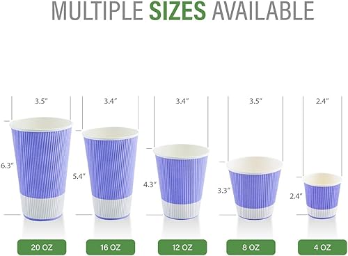 Miniatura 7 de Vasos de café de papel aislado de pared corrugada, 4 onza, Púrpura pastel