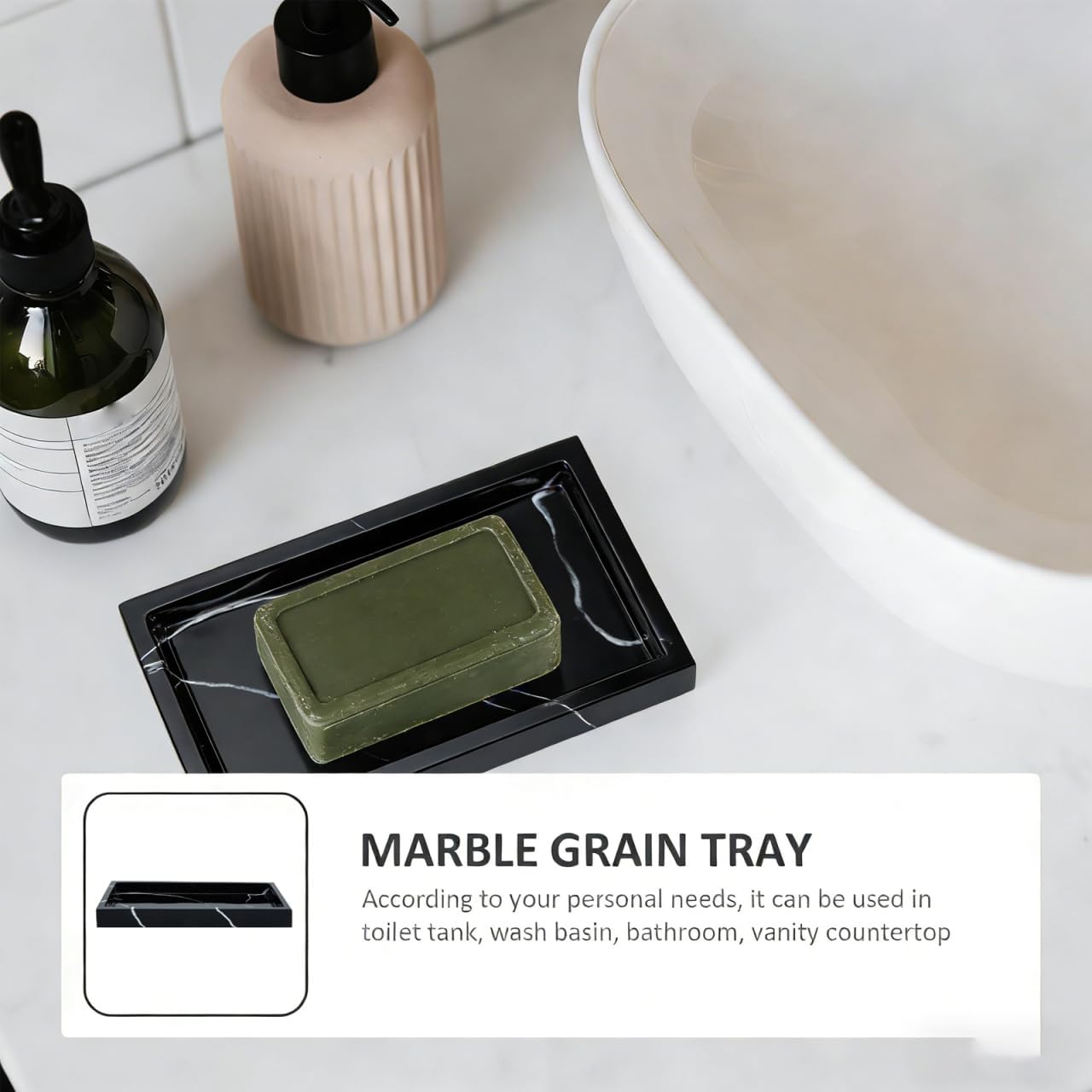 PRETYZOOM Black Marble Bathroom Tray Oval Vanity Tray 7.87X3.93 Inches Calcutta Marble Restroom for Kitchen Dresser Home Decor