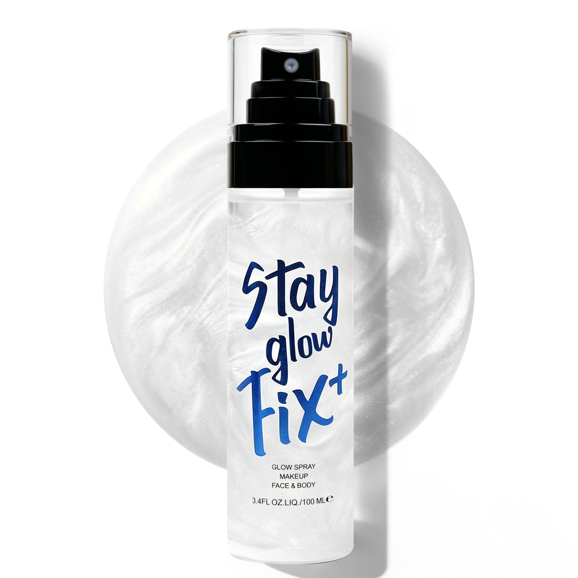 Setting Spray for Makeup, Long Lasting Hydrating Setting Spray Waterproof Resistant, Makeup Setting Spray for Face Body Primer with Shimmer Glow, Lightweight Dewy Finish Make Up Fixing Spray, 3.4Fl Oz