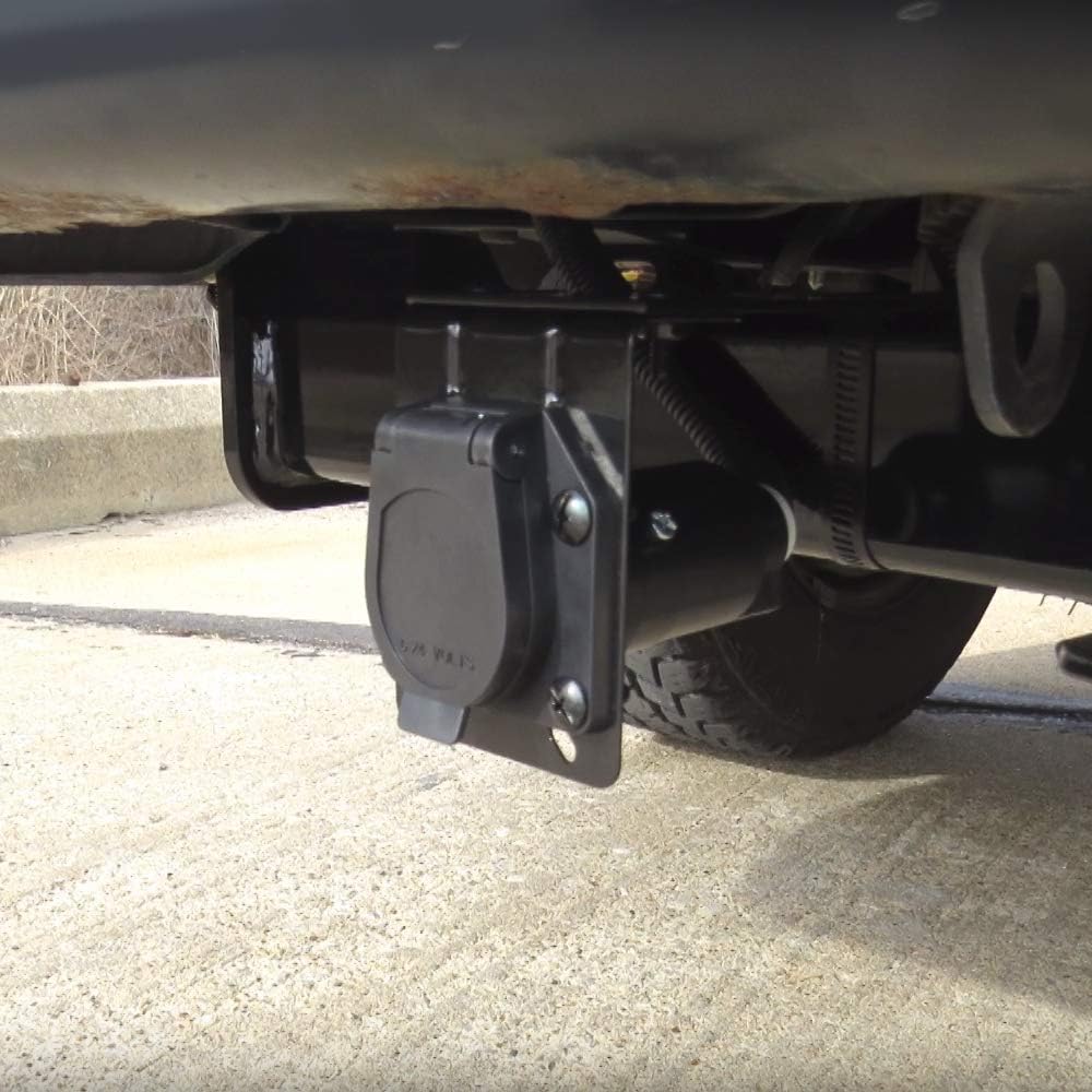 MICTUNING 7 Way Plug Inline Trailer Cord with 7 Gang Junction Box Bundle with 4-Way Flat to 7-Way Round Blade Trailer Adapter